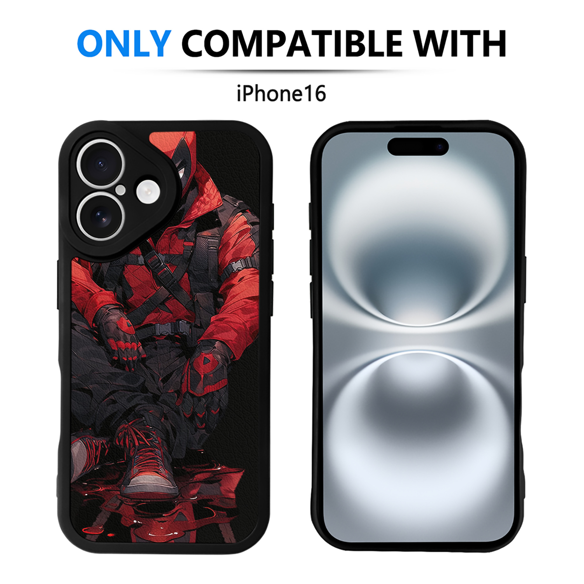 （画像用） Deadpool デッドプール 【iPhone 16シリーズ対応】シリコンスマホケース（レザー調） 材質：シリコン